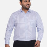 Plus Size Men Regular Fit Blue Striped Cotton Casual Shirt