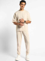 Textured Round Neck T-Shirt And Joggers