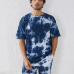 Men’s Oversize Cotton Blue Tie Dye Co-Ord Set