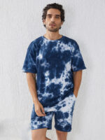 Men’s Oversize Cotton Blue Tie Dye Co-Ord Set