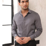 Dark Grey Solid Cotton Everyday Essential Shirt