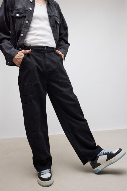 Noir Pocket Minimal Utility Straight-Fit Denim Jeans