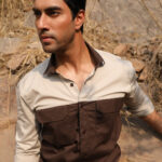 Brown and Cream Color Blocked Modern Casual Shirt