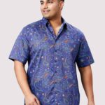 Marble Purple Digital Print Men Plus Size Half Sleeve Shirt