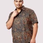 Old Copper Digital Print Men Plus Size Half Sleeve Shirt