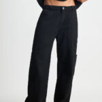Black Utility Patch Pocket Straight-Fit Denim Jeans
