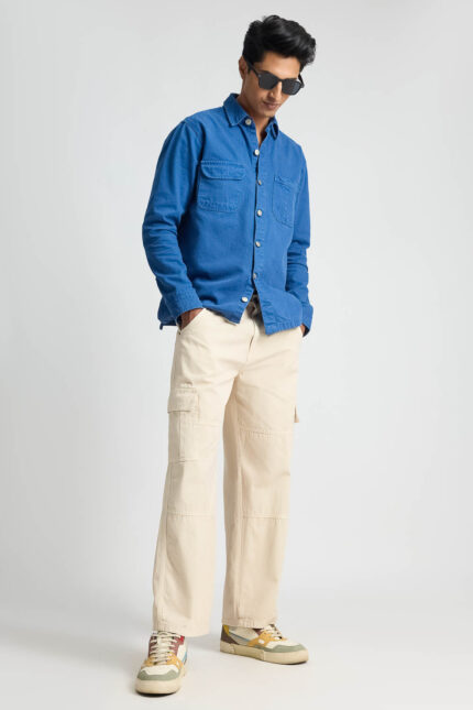 Light Tan Oversized Cargo Style Baggy Jeans