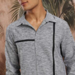 Men Melange Paneled Cotton Shirt With Trousers Co-Ord Set