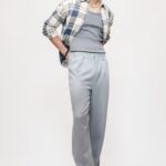 Stone Grey Double Pleated Premium Korean Straight Pants
