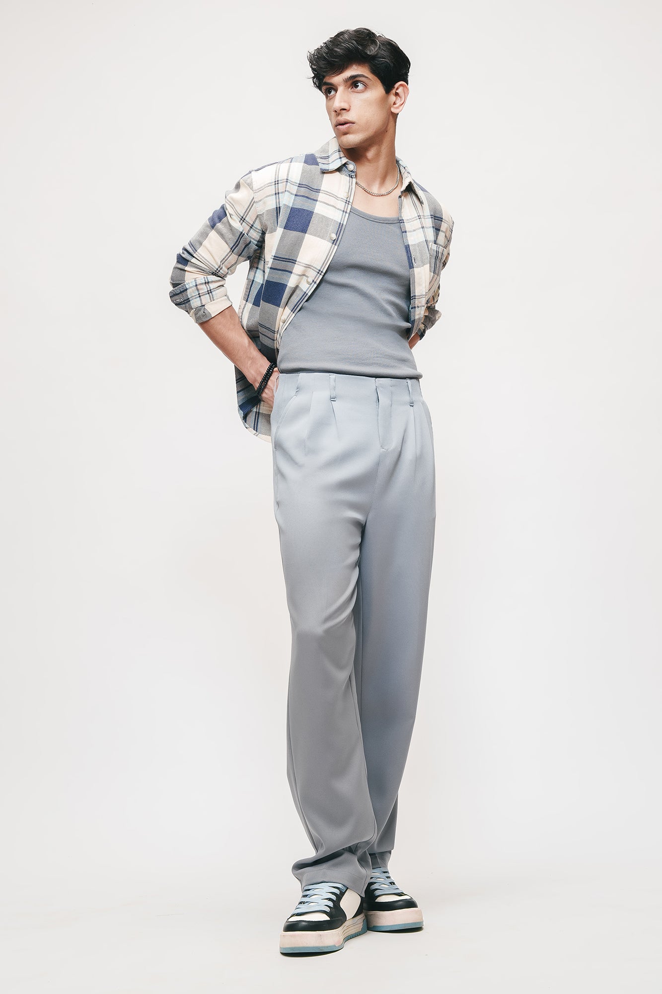 31STSTRETCH0180.jpg Stone Grey Double Pleated Premium Korean Straight Pants - Image 1