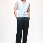 Super Navy Tailored Look Straight Pinstripe Pants for Men