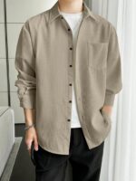 Full Sleeve Imported Waffle Men’s Brown Shirt - Image 3
