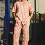 Beige & Orange Linen Blend Casual Relaxed Fit Short Sleeve Shirt & Gurkha Pants Co-Ord Set