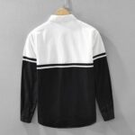 Men’s White & Black Patchwork Long Sleeve Shirt - Image 2