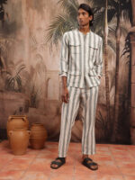 Men Variegated Striped Pure Cotton Co-Ords