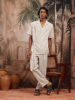 Wrap Tie-Up Shirt Striped Pure Cotton Co-Ords
