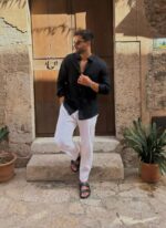 Old Money Classic Combo Shirt Set in Black and White Stylish Formal Men?s Outfit