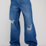 Urban Distressed Street Fit Oversized Wide Denim Jeans for Men