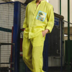 Lime Green Linen Blend Casual Relaxed Fit Mandarin Collar Shirt & All Day Pants Co-Ord Set