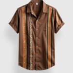 Brown Vertical Line Men’s Half Sleeves Printed Shirt Exclusive