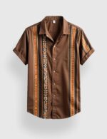 Brown Vertical Line Men’s Half Sleeves Printed Shirt Exclusive