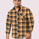 Black and Beige Check Pattern Men Plus Size Shirt