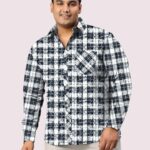 Classic Black Check Men Plus Size Cotton Shirt