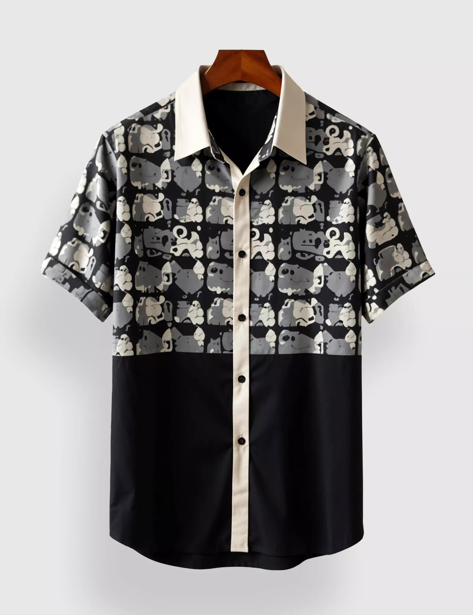 Black_Elephant_1.jpg Black Elephant Designer Men’s Half Sleeves Printed Shirt Exclusive - Image 1