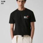 Black Printed Slim Fit Cotton T Shirt