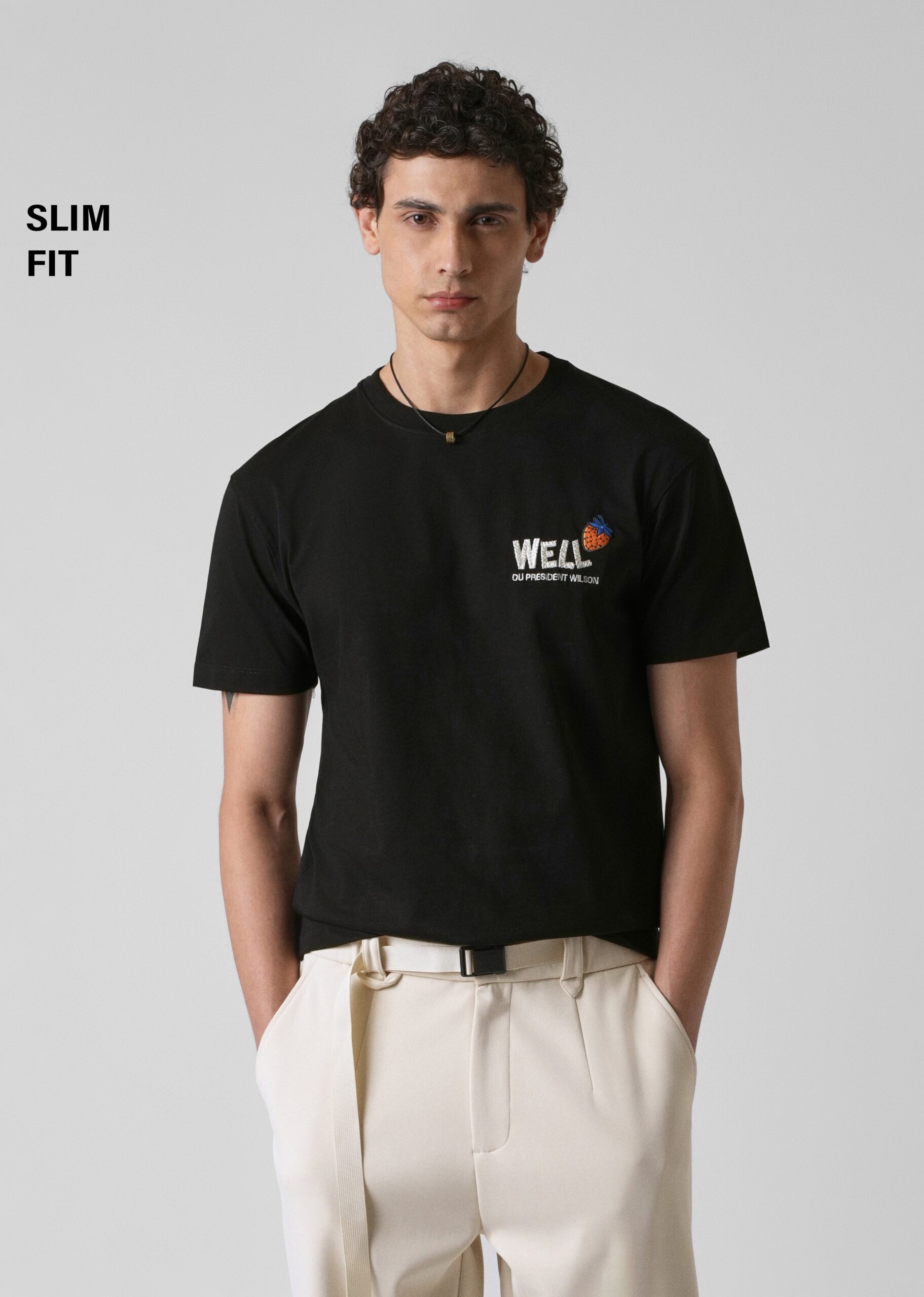 Black_Printed_Slim_Fit_T-shirt_5-scaled-1.jpg Black Printed Slim Fit Cotton T Shirt - Image 1