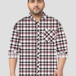 Black and Magenta Check Pattern Men Plus Size Shirt