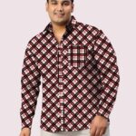 Black and Red Plaid Check Men Plus Size Full Sleeve Shirt