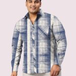 Blue and Beige Striped Men Plus Size Full Sleeve Shirt