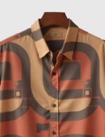 Brown Geometric Designer Men’s Half Sleeves Printed Shirt Exclusive - Image 2
