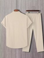 Plain Apricot Mens Full Set Trouser And Shirt Half Sleeves - Image 2