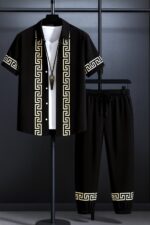 Black Border Men’s Casual Half Sleeve Shirt and Trouser Co-ord Set