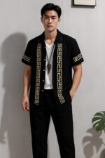 Black Border Men’s Casual Half Sleeve Shirt and Trouser Co-ord Set - Image 2