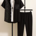 Black Design Men’s Casual Half Sleeve Shirt and Trouser Co-ord Set
