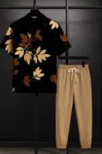 Black Leaf Men’s Casual Half Sleeve Shirt and Trouser Co-ord Set