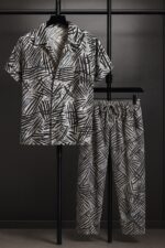 Black Scratch Men’s Casual Half Sleeve Shirt and Trouser Co-ord Set