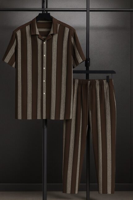 Brown Line Men’s Casual Half Sleeve Shirt and Trouser Co-ord Set