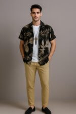 Golden Leaf Men’s Casual Half Sleeve Shirt and Trouser Co-ord Set - Image 2