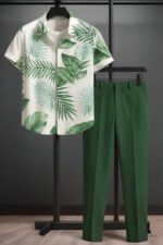 Green Leaf Men’s Casual Half Sleeve Shirt and Trouser Co-ord Set