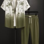 Green Shady Men’s Casual Half Sleeve Shirt and Trouser Co-ord Set