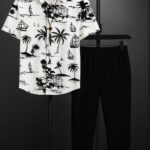 White Beach Men’s Casual Half Sleeve Shirt and Trouser Co-ord Set