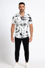 White Beach Men’s Casual Half Sleeve Shirt and Trouser Co-ord Set - Image 2