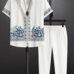 White Border Men’s Casual Half Sleeve Shirt and Trouser Co-ord Set