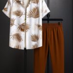 White Floral Men’s Casual Half Sleeve Shirt and Trouser Co-ord Set