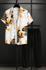Yellow Leaf Men’s Casual Half Sleeve Shirt and Trouser Co-ord Set