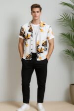 Yellow Leaf Men’s Casual Half Sleeve Shirt and Trouser Co-ord Set - Image 2